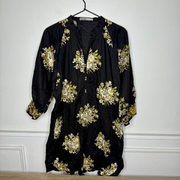 KHAADI Floral Embroidered Cambric Raglan Top Kurta Dress Womens 12 - Picture 1 of 12
